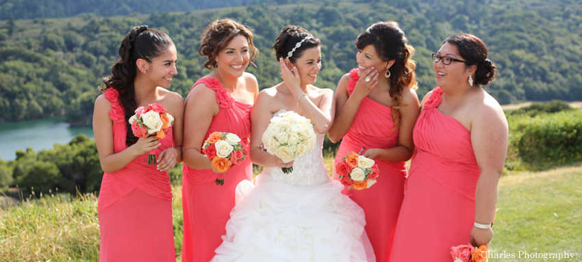 Hair and makeup photo of bride and bridesmaids